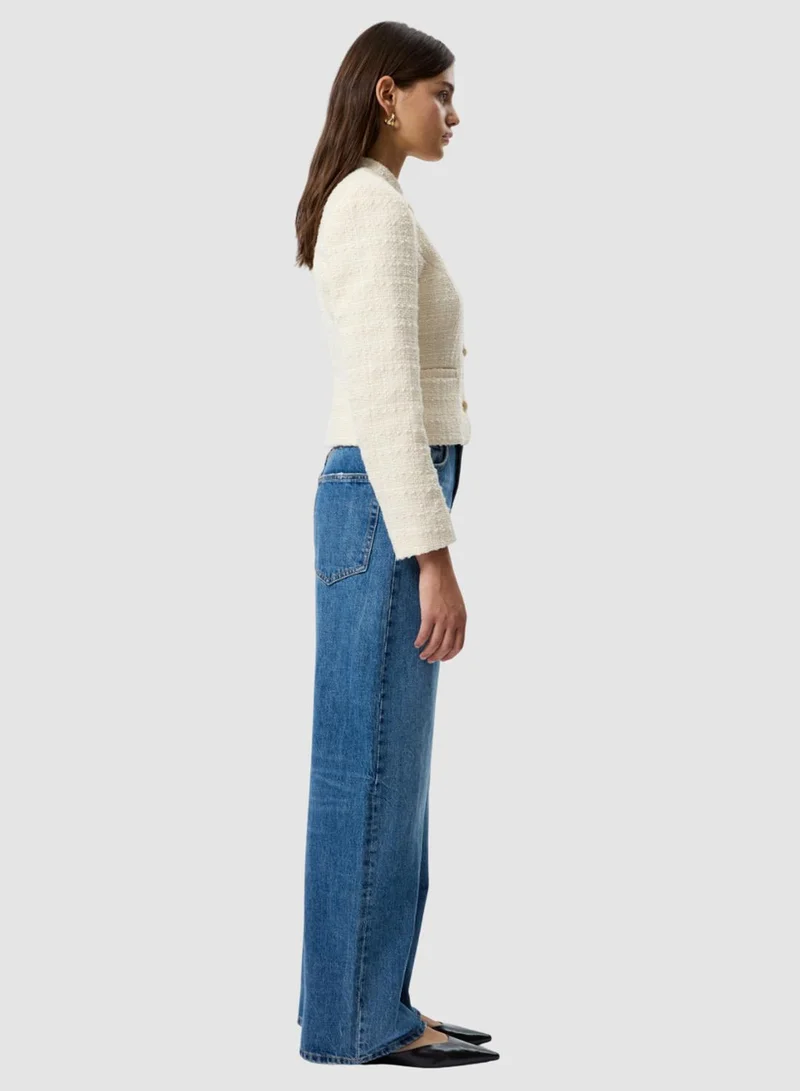 فرنش كونكشن Structured Tweed Slim Fit Jacket